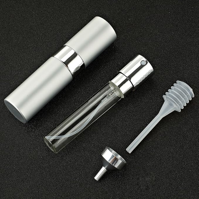 LISAPACK 8ML Atomizer Perfume Spray Bottle for Travel, Empty Refillable Cologne Dispenser, Portable Sprayer (Silver)
