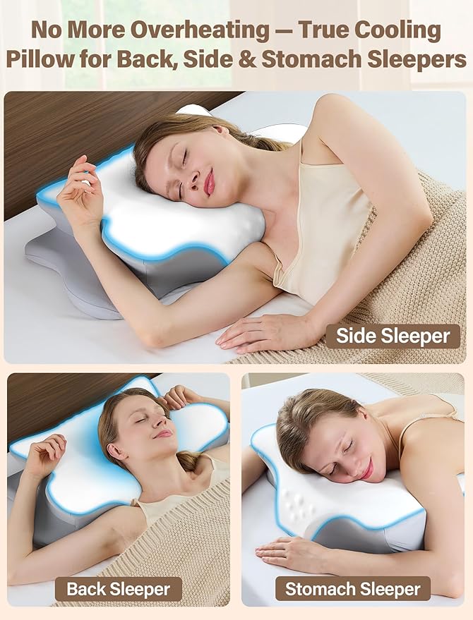 Cervical Neck Pillow for Pain Relief – Ergonomic Memory Foam Pillow for Side Sleeper Contour Orthopedic Bed Pillow for Neck Support with Cooling Cover – Ideal Christmas Birthday Gift for Women Men