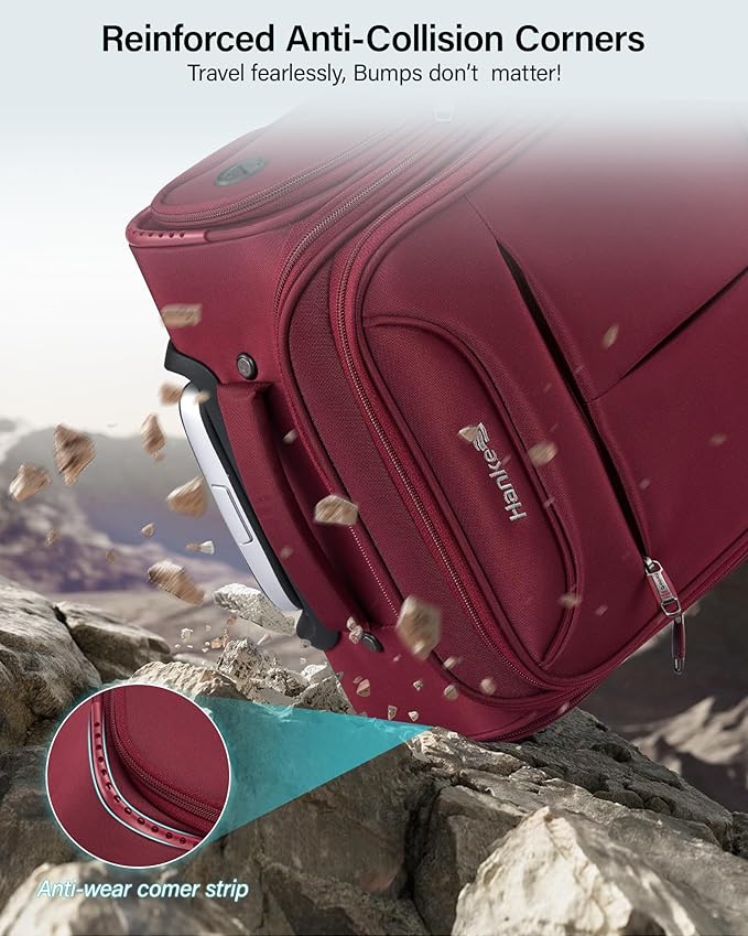 Hanke Underseat Carry On Luggage with Wheels, Lightweight Small Suitcase Airline Approved 16 Inch Softside Personal Item Travel Bag for Women Men, Compact Under Seat Luggage.(Burgundy)