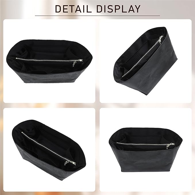 Doxo Upgraded Purse Organizer Insert Compatible with Long Champ Large and More, Ultra-light Waterproof DupontPaper le-pliage Large Bag Organizer, Keeps Tote Handbag Neat(Black&Blue,L)
