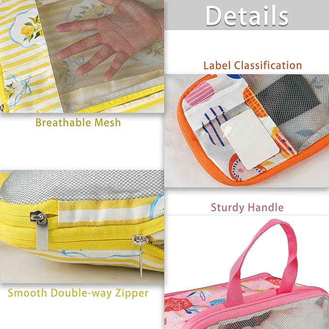 7 Pcs Compression Packing Cubes for Travel Luggage, Lightweight Suitcase Organizer Bags Set, Compression Packaging Cube for Travel Essentials, Packing Cubes for Carry on Suitcase