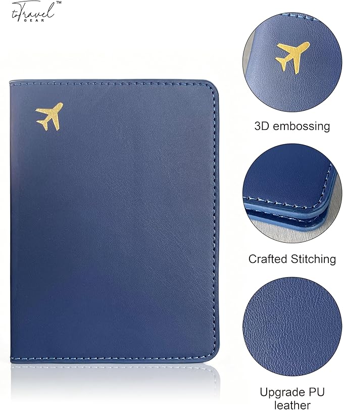 Passport Holder for Travel Essentials,RFID Blocking Passport Cover Case for Travel Accessories,Travel Wallet for Women Men (Navy Blue)