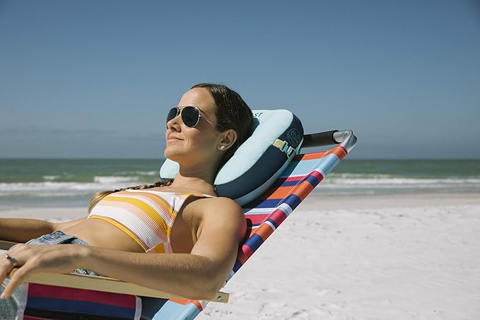 Ballast Beach Pillow – Comfy, Durable & Compact, Stays Put on Windy Beaches with Patented Sand Pouch, Inflatable Pillow for Beaches, Pools, Camping, Festivals and Travel (Island Paradise)