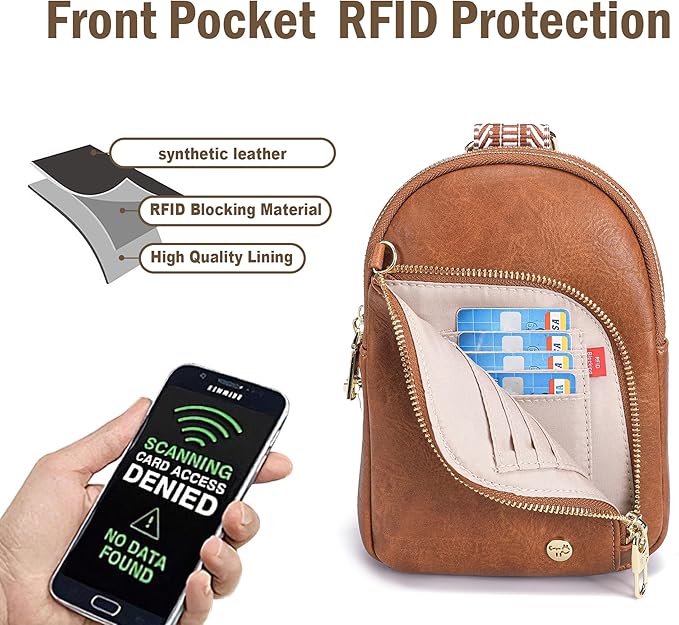 INICAT RFID Blocking Sling Bag, Anti Theft Crossbody Bag for Women, Travel Fanny Pack Style Purse, Vegan Leather
