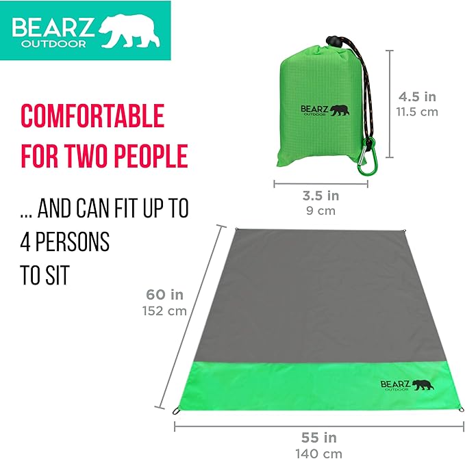 Pocket Blanket - Beach Blanket Waterproof Sandproof, Picnic Blankets Waterproof Foldable, Lightweight & Compact for Hiking, Camping, Travel, Festival Accessories
