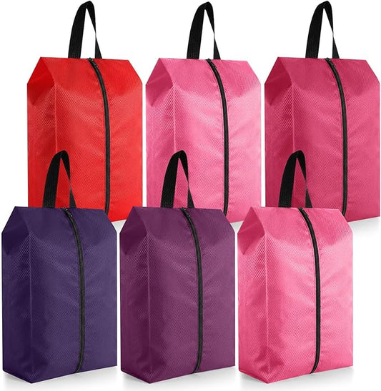6 Pcs Travel Shoe Bags with Zipper Portable Suitcase Shoe Organizer Packing for Men Women Nylon Multicolor(L,Purple)