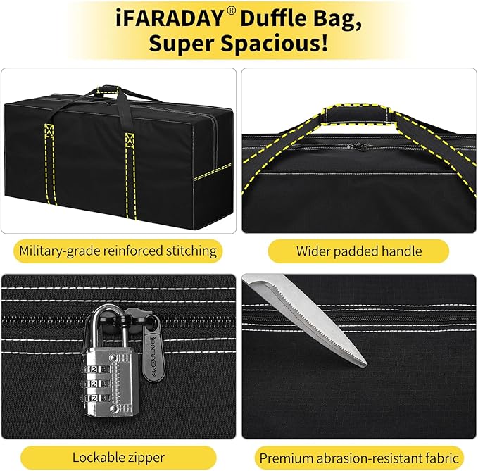 155L Oversized Duffle Bag - 42” Extra Large Heavy Duty Water Resistant Travel Bag for Camping Moving Storage (Black)