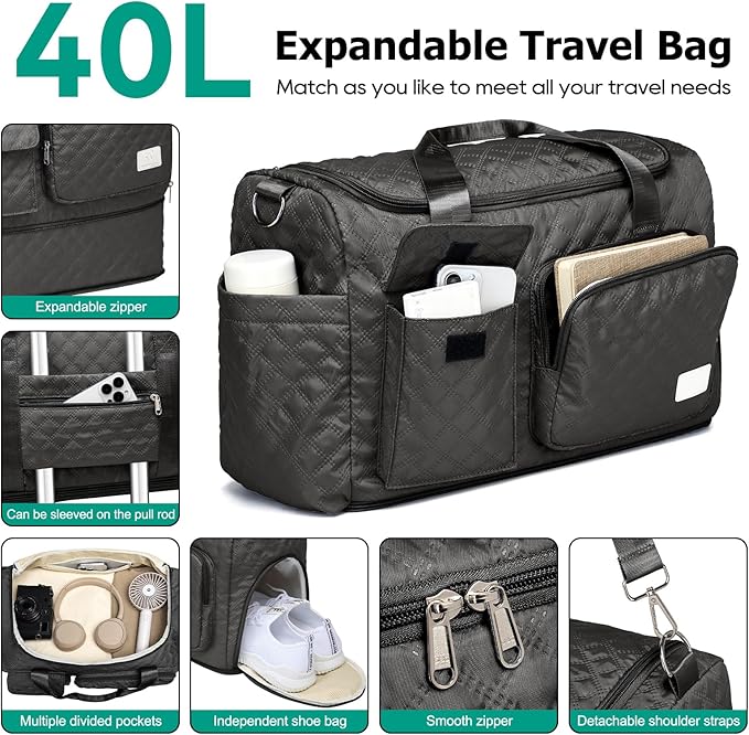 Joyway Luggage Sets 6 Piece with Detachable Spinner Wheels, Lightweight Hard Shell Travel Suitcse Set with TSA Lock (Black, 6 Piece Set)