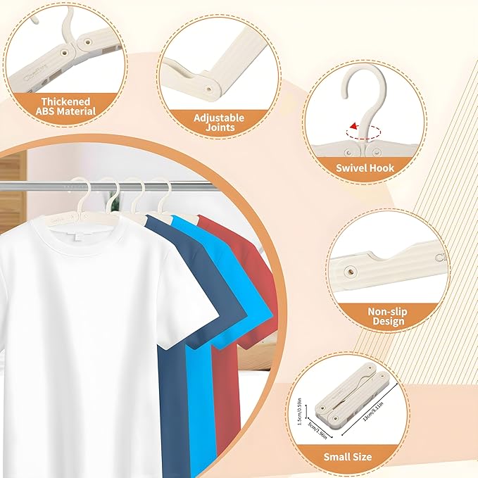 Foldable Travel Hangers 4 Pack Space-Saving ABS - Cruise Essentials 2026 for Cruise Ship & RV