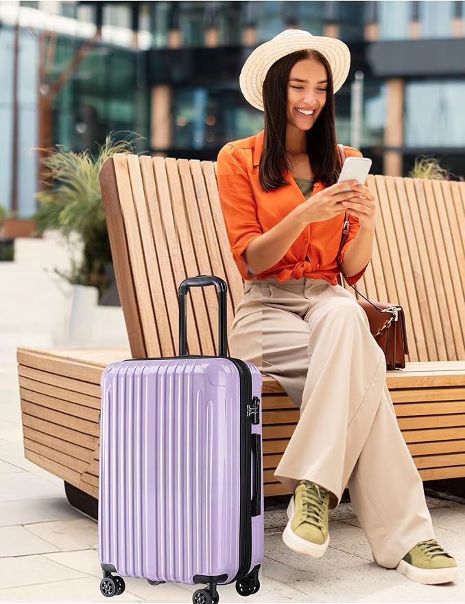 Carry on Luggage - Airline Approved Suitcases with Spinner Wheels, Built-In TSA Lock，Hard Shell Expandable Suitcases