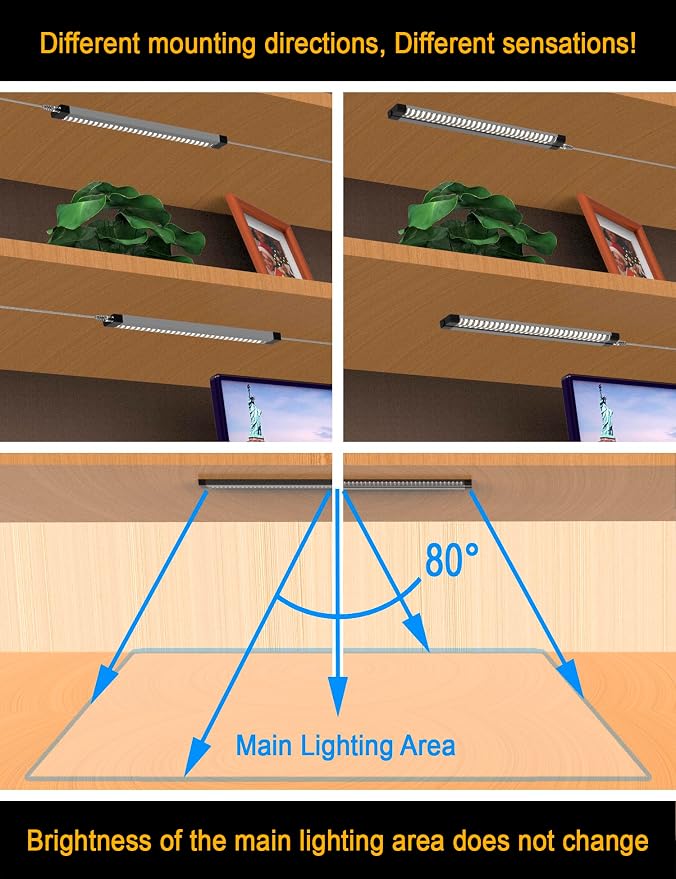 EBD Under Cabinet Lighting Plug in or Hardwired, 9 Pcs 12 Inch, No Messy Wires Built-in Adjustable Cable LED Light 6500K 4050Lm, 3 Cables Y Splitter Neat Counter Lights for Kitchen Shelf Home Office