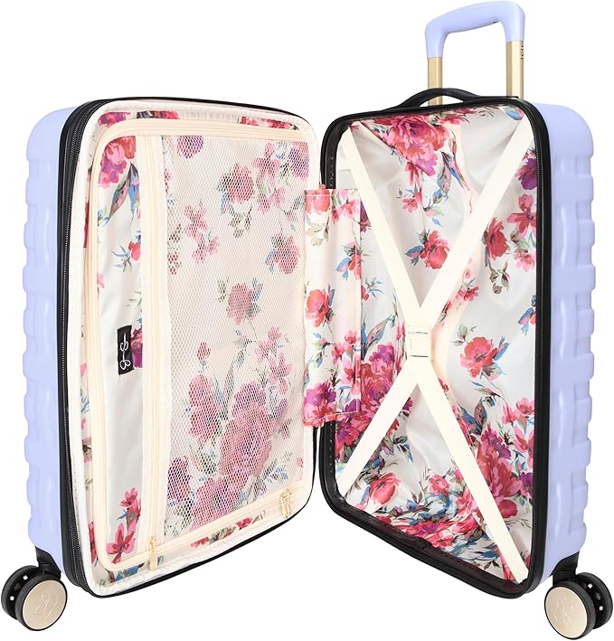 Jessica Simpson Taffeta 2-Piece Set (20"& 28") Expandable 8-Wheel Spinner Large Checked Luggage Suitcase, Cosmic Sky