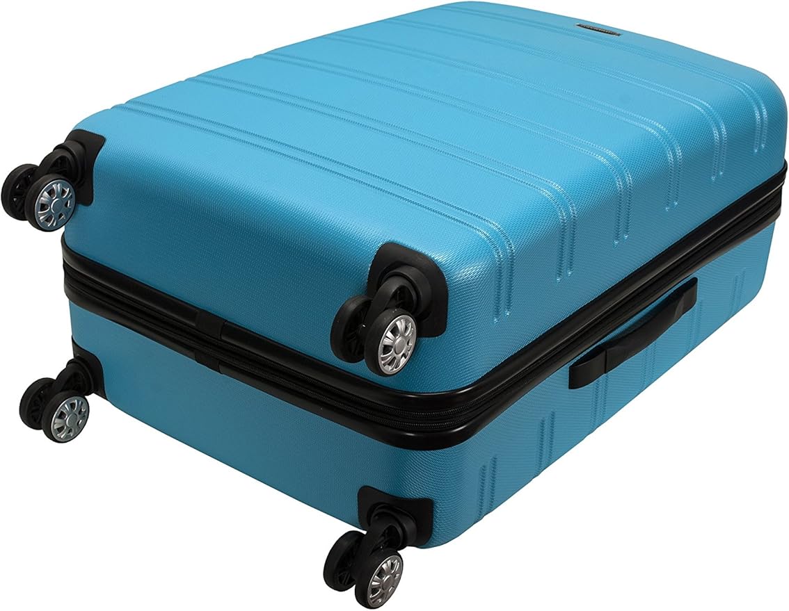 Rockland Melbourne Hardside Expandable Spinner Wheel Luggage, Turquoise/Aqua, Checked-Large 28-Inch