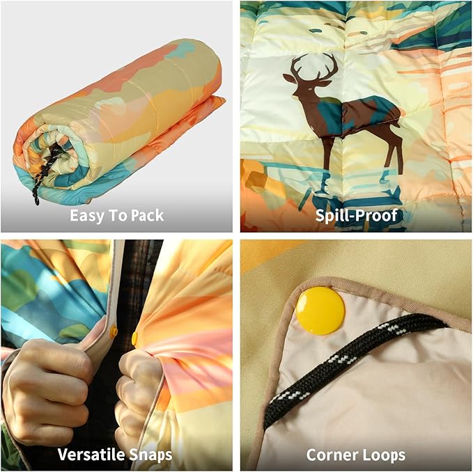 Camping Blanket, Puffy Blankets Lightweight Windproof Resistant for Outdoors,Hiking, Backpacking,Car,Picnic,Stadium
