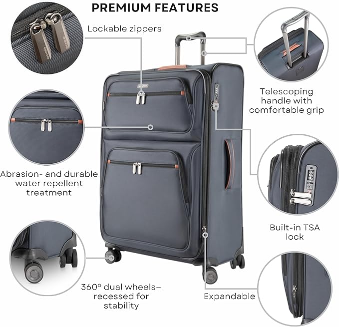 Ricardo Beverly Hills Montecito 3.0 Softside Luggage Collection – Expandable Suitcases with Wheels and TSA Lock, 29" Large Check-In, Graphite