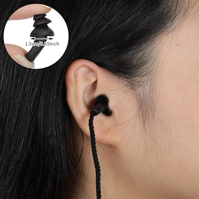 Bememo 20 Pairs Corded Ear Plugs Reusable Silicone Earplugs with String Shooting Range Swimming Noise Cancelling Reduction Hearing Protection for Sleep Work Construction