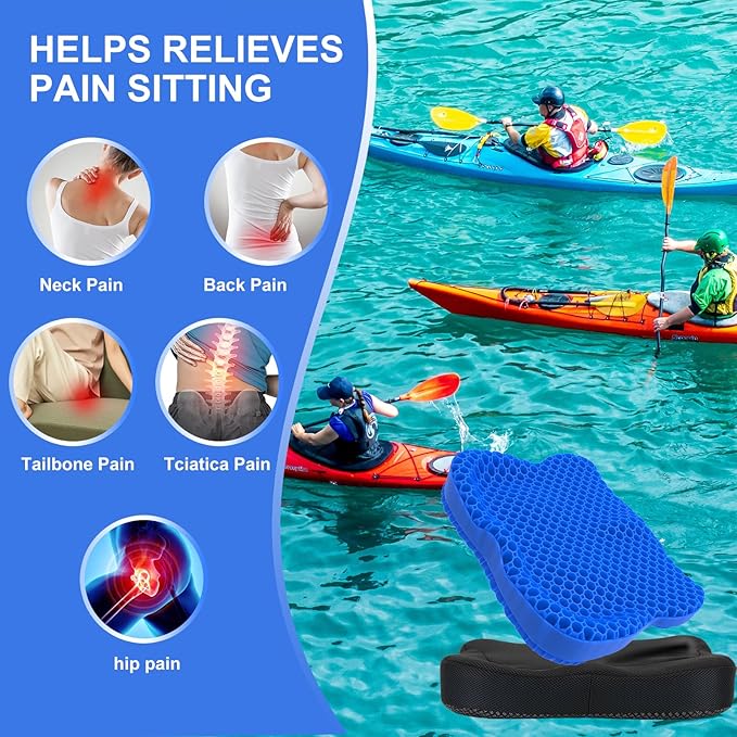 Thicken 19.7in Seat Cushion, Gel Seat Cushion for Long Sitting–Office Chair, Wheelchair, Car Cushion, Large Cooling Pad for Back Pain, Sciatica, Tailbone Pain Relief