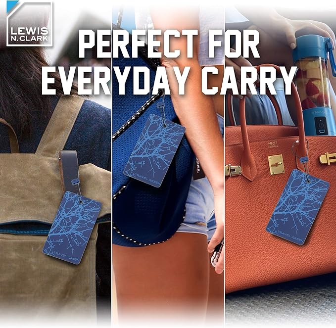 Lewis N. Clark Travel Green Luggage Tag and Suitcase Identifiers for Women and Men, Carry on, Backpack and More, Blue Branches, Single
