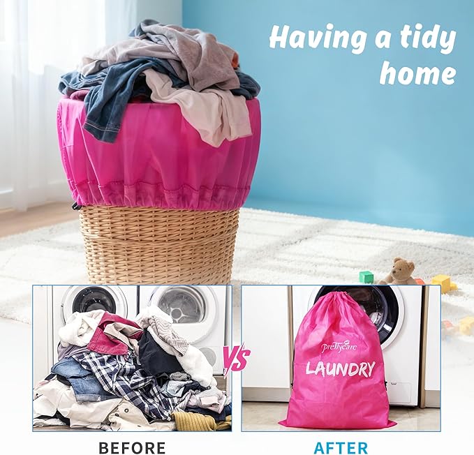 PrettyCare 2 XL (35.5 x 23.6 in) Travel Laundry Bags for Delicates, Washable Dirty Clothes Organizer - Easy to Hold 4 Loads of Laundry, Large Enougha for Laundry Hamper or Basket Travel Essentials