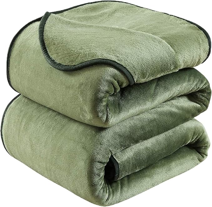 HOZY Soft Blanket King Size Fleece Warm Fuzzy Throw Blankets for The Bed Sofa Lightweight 350GSM Green 90"*108"