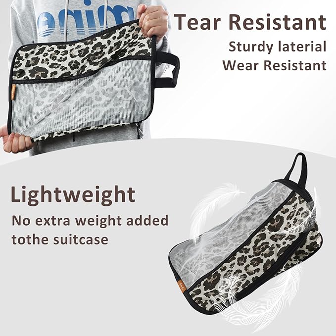 U+U 10 Set Compression Packing Cubes - Ultralight Leopard Travel Organizers with Laundry Bag, Space-Saving Suitcase Organizer, Expandable Packing Cubes for Travel and Family Vacation (Leopard)