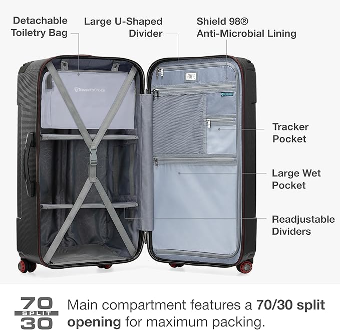 Traveler's Choice Maxporter II Polycarbonate Hardside Trunk with Spinner Wheels, Black, 31-Inch Large Trunk | Luggage, Spinner, Trunk