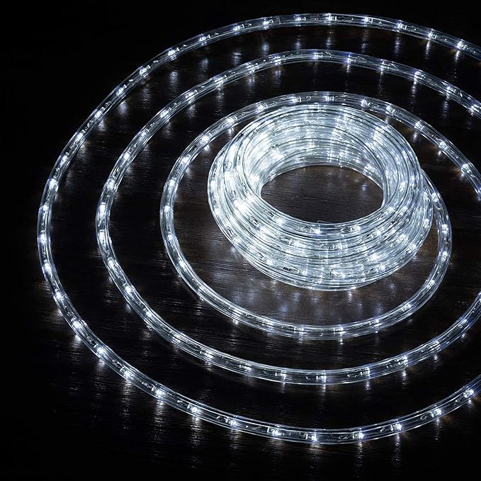 1656LEDs, 150ft LED Outside Rope Lights, Waterproof Permanent Outdoor ETL Certified Connectable Clear Tube, Christmas Palm Tree Holiday Decorative Landscape Patio Accent Lighting - Cool White