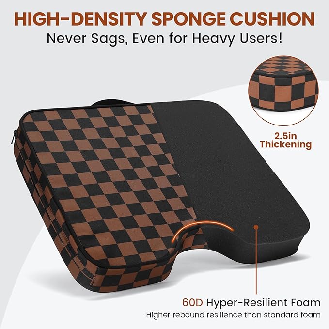 Stadium Seat Cushions 1 Pack - Portable Bleacher Cushions with 2.5-Inch Extra Thick High-Density Foam and Checkered Pattern, Outdoor Seat Cushions for Sports Events, Travel, Camping, Chairs