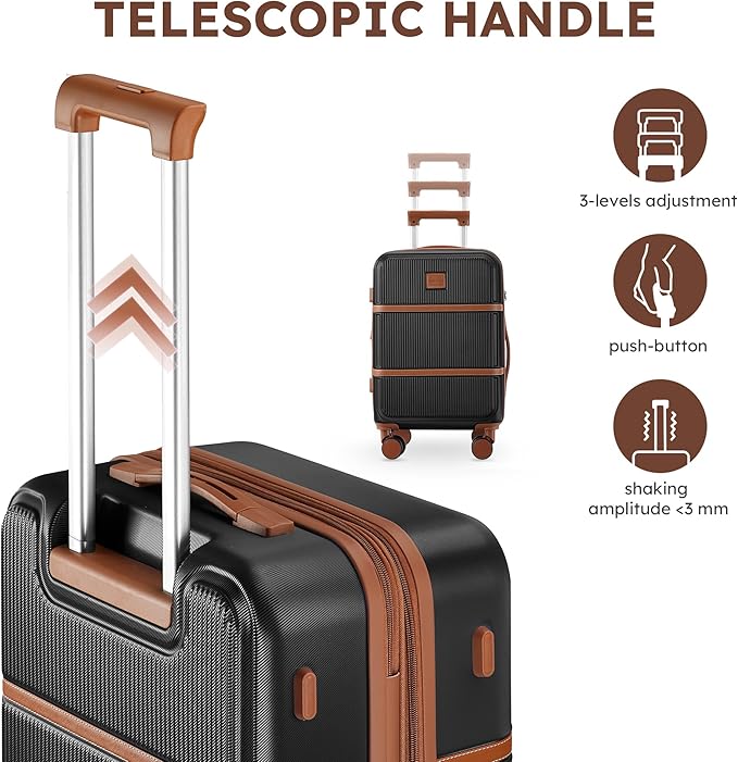 Suitour Expandable 4-Piece Luggage Set (14" 19" 23" 27") ABS Hardside Suitcase Sets with Spinner Wheels Checked Luggage Travel Suitcase