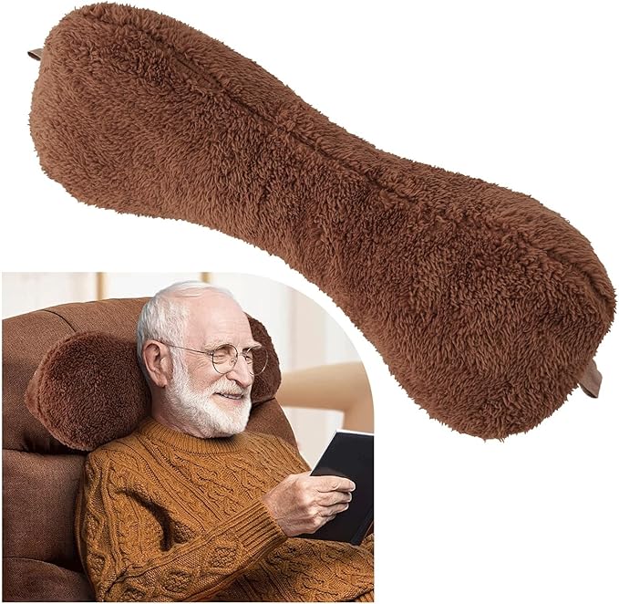 Couch Neck Pillows Adjustable Cotton Headrest Pillows for Recliner Chairs, Pain Relief Neck Support Pillow for Travel Home Sofa Armchair with Zipper Cover(Dark Brown)