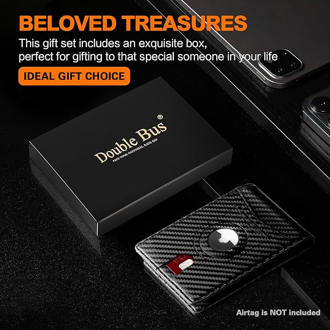 Wallet for Men Slim RFID Blocking Bifold Carbon Fiber,Minimalist Small Compact Front Pocket Credit Card Holder,Thin Mens Leather Wallets Smart Security With 2 ID Windows 1 Cash,Birthday Gifts for Men
