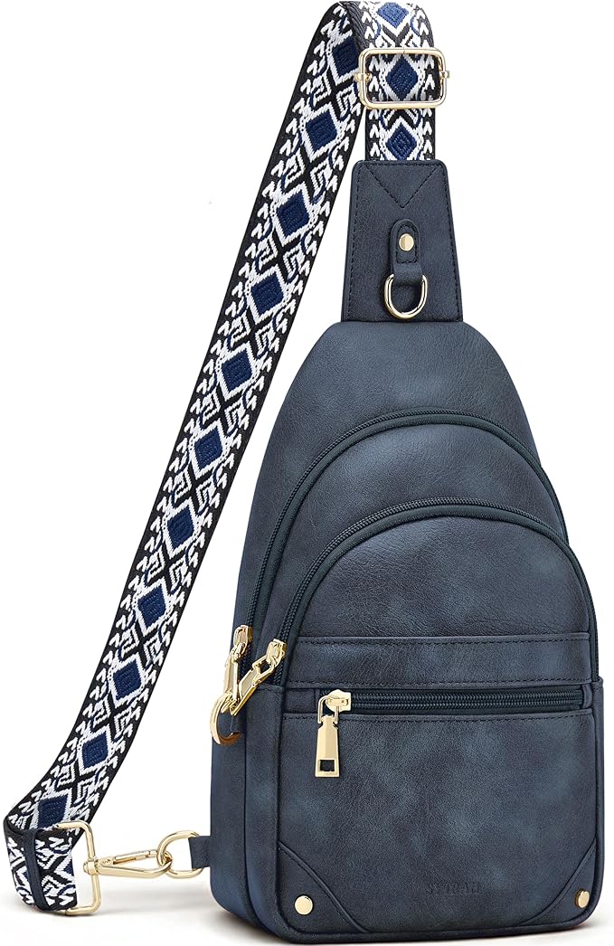 SYTRAH Anti Theft Crossbody Bags for Women, RFID Sling Bag Travel Purse, RFID Cross Body Purses Chest Bag for Travel Navy Blue