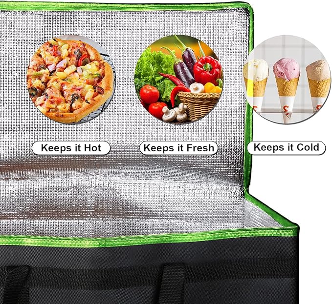 musbus XXXL Insulated Food Delivery Bag Cooler Bags Keep Food Warm Catering Therma for doordash Catering Cooler Bags Keep Food Warm Catering Therma Catering Shopper hot Black