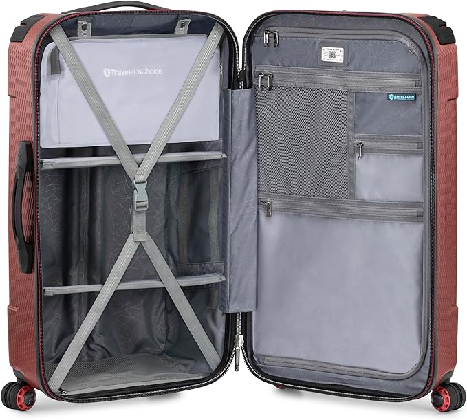 Traveler's Choice Maxporter II Polycarbonate Hardside Trunk with Spinner Wheels, Red, 28-Inch Medium Trunk