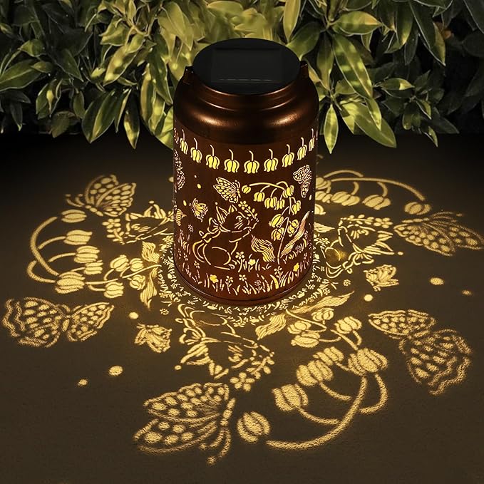 2 Pack Cats Solar Lanterns Outdoor Waterproof Garden Decor | Metal Hanging Solar Lights Birthday Gifts for Grandma Mom Solar Decoration Outside for Yard, Patio, Backyard, Porch