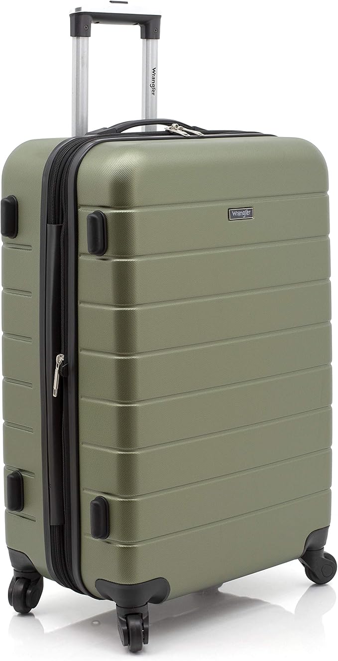 Wrangler Smart Spinner Hardside Luggage, 3 Piece Set, Olive Green
