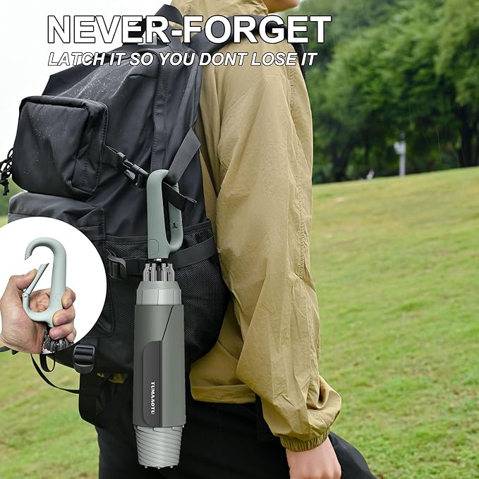 QWB TUMAAOTU Inverted Umbrella with Carabiner Handle, Compact Wind Proof Umbrellas For Rain and Sun Protection, Portable Reverse Folding Umbrella, Car Umbrella for Women Men, 10 Ribs