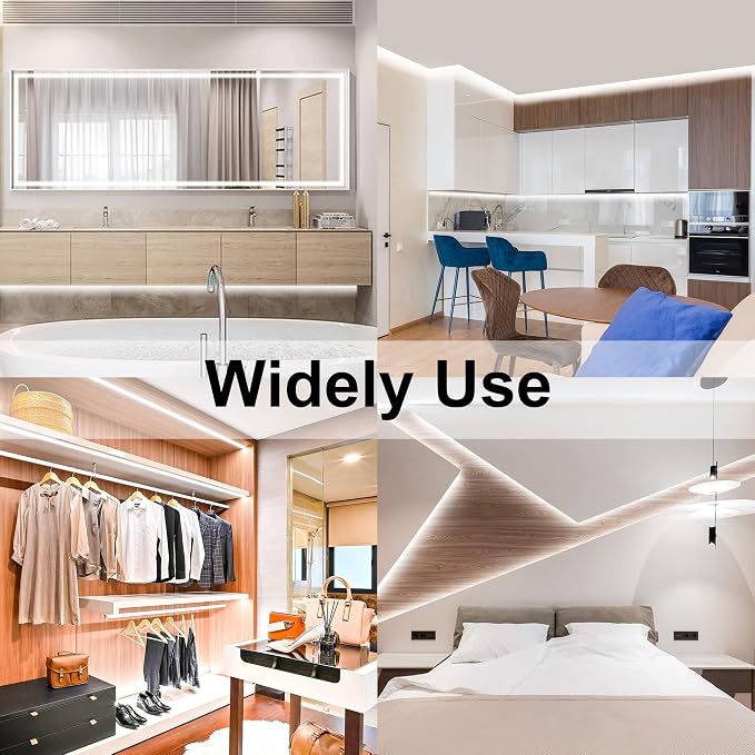 AXMOTUT 32.8ft White COB LED Strip Light with RF Romote and Power Supply | 3200 LEDs, RF Remote & UL Power Supply, 6000K Dimmable,Bedroom Kitchen Wardrobe DIY Home Decoration, 2 Rolls of 16.4ft