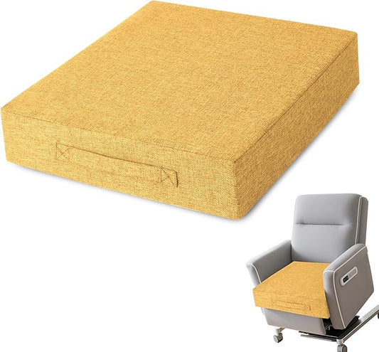 AddGrace Recliner Cushions for Elderly Thick Seat Cushion 20"x20"x4" Chair Pads with Non Slip Backing and Washable Cover for Couch Armchair Chairs Yellow