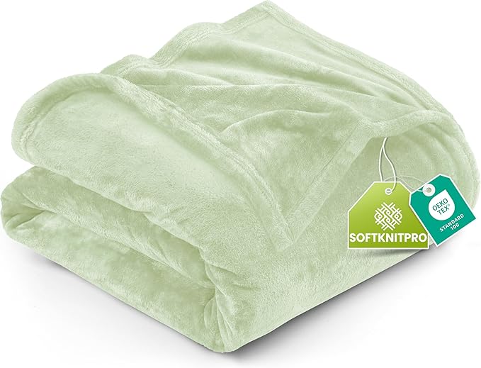 Utopia Bedding Fleece Blanket King Size Sage Green 300GSM Luxury Fuzzy Soft Anti-Static Microfiber Bed Blanket (90x102 Inch)