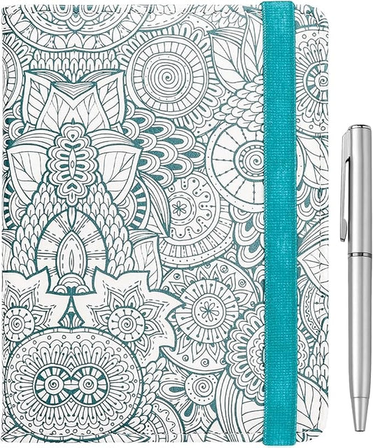 WALNEW Passport Holder for Travel, RFID Passport Cover Wallet for Women Men, PU Leather Passport Book Card Holder Case with Pen (Elastic Band Closure, D-Green Petals)