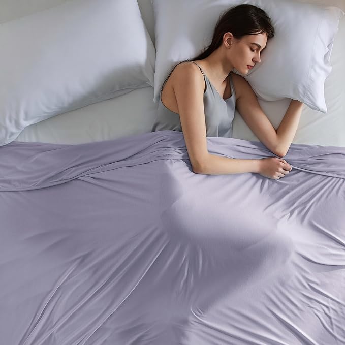Bedsure Lavender Cooling Blanket King Size for Hot Sleepers - Summer Cold Blanket for King Size Bed with Rayon Derived from Bamboo, Ice Cool Cold Arc-Chill Thin Summer Bedding Essentials, 108x90