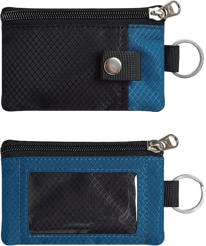 CHENSPRX Minimalist RFID Blocking Small Wallet with ID Window,WaterResistant Zip Id Case Wallet with Lanyard Keychain for Cards,Cash,Travel,Women,Men