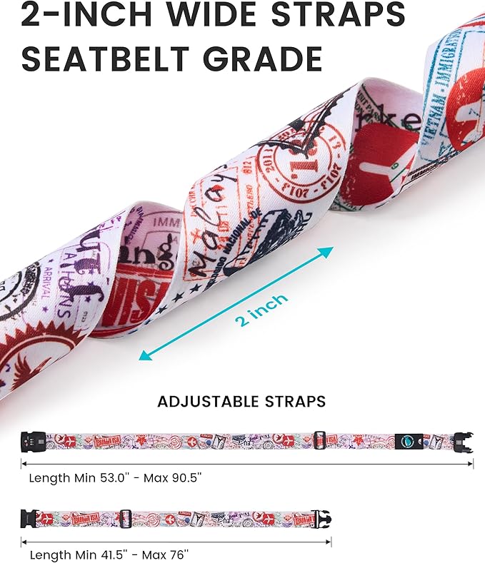 Travelkin Luggage Straps TSA Approved - Adjustable Cross Suitcase Straps with TSA Lock, Reinforced Buckle, Unique Pattern - Secure Heavy Duty Luggage Straps for Travel (Journey)