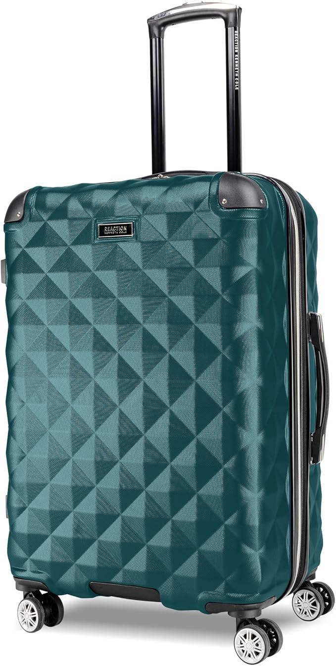 Kenneth Cole REACTION Diamond Tower Collection Lightweight Hardside Expandable 8-Wheel Spinner Travel Luggage, Deep Teal, 24-Inch Checked