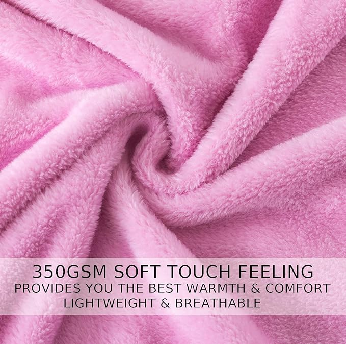 Soft Blanket Queen Size Fleece Warm Fuzzy Throw Blankets for The Bed Sofa Lightweight 90"*90"(Queen Pink)