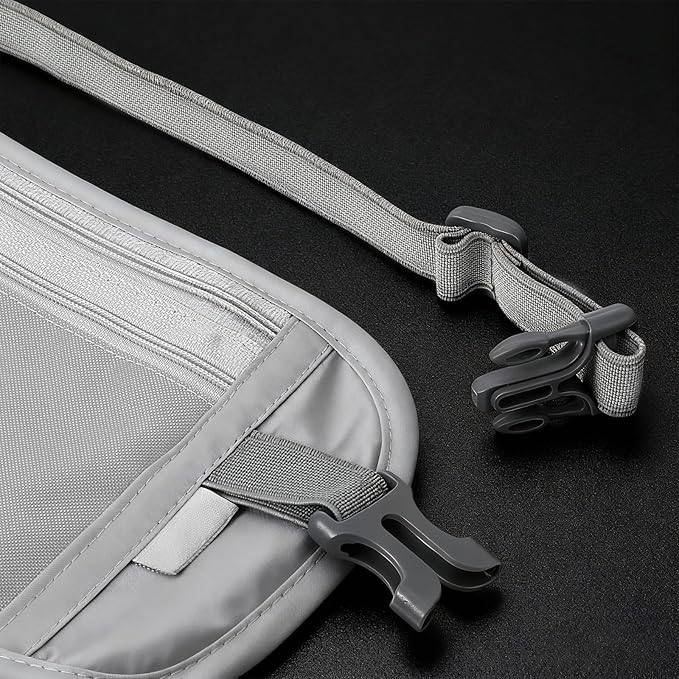 Money Belt for Travel, Slim Passport Holder, Blocking Hidden Waist Pouch for Passport, Cash, Cards, Slim Secure Travel Money Belt Bag for Men and Women (Gray)