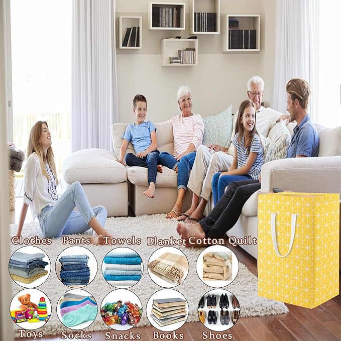 Waterproof Laundry Hamper Collapsible Laundry Basket Extended Cotton Handle Laundry Bag Large Clothes Storage Toy Organization for Bathroom Bedroom Laundryroom College Dorms