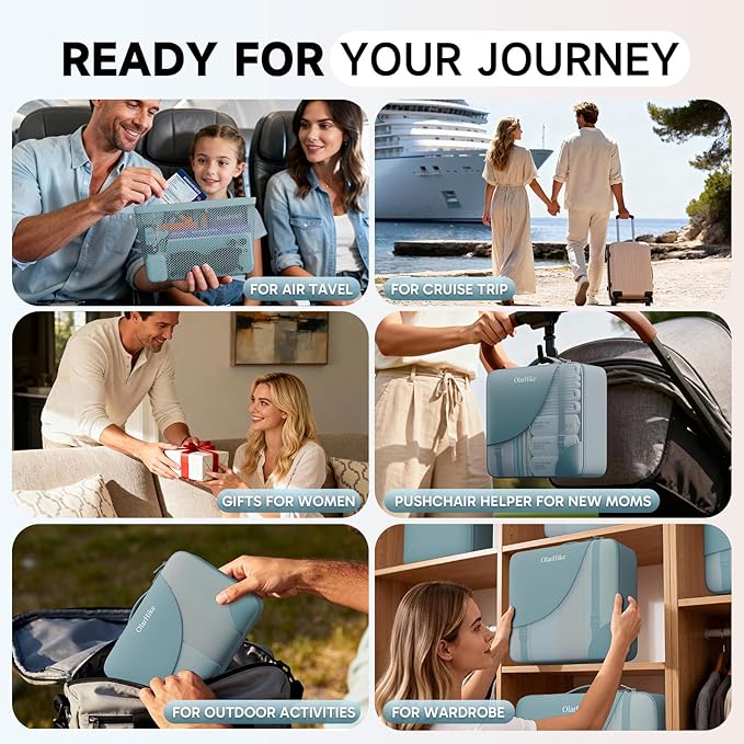 11 Set Packing Cubes for Travel, Gifts for Women Mom Kids, TSA Approved Bags for Makeup, Cosmetic, Toiletry, Suitcase Organizers for Checked Luggage, Cruise Essentials, Airplane Accessories, Blue-Gray