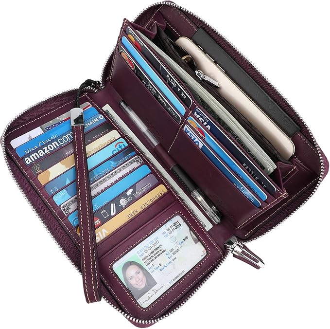 Lavemi Small Compact Women Wallet RFID Blocking Genuine Leather Bifold Purse with ID Windows